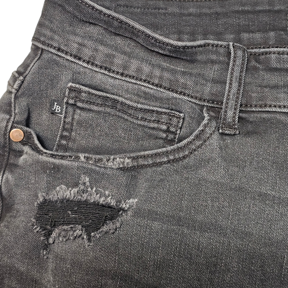 Judy Blue Jeans Emma High Rise Skinny Fit Capris 16W Destroyed Black - Picture 4 of 14